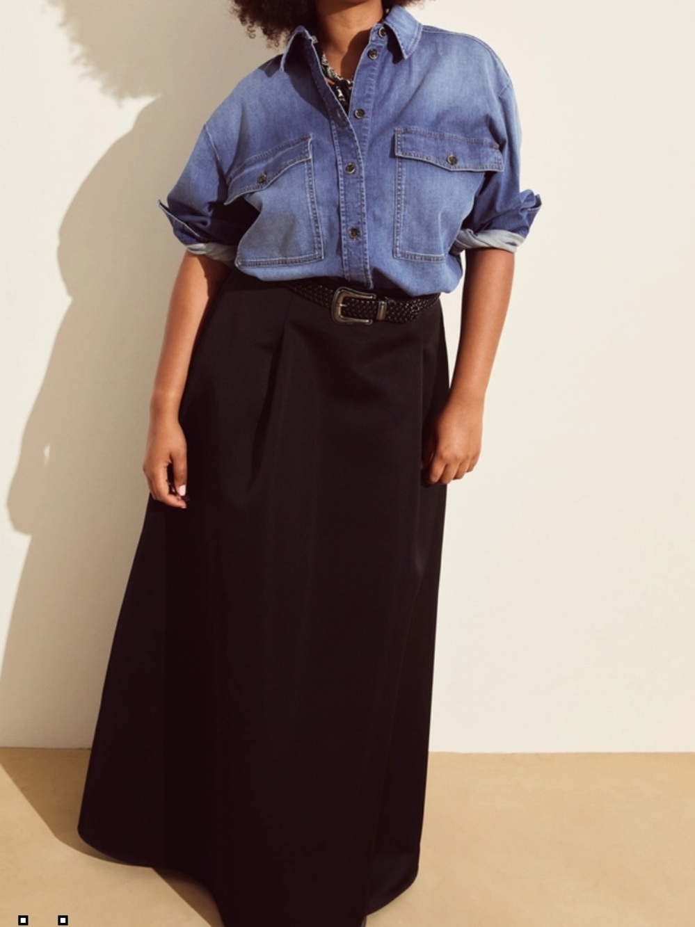 UNIF Black Maxi Skirt with Clean A-Line Silhouette
